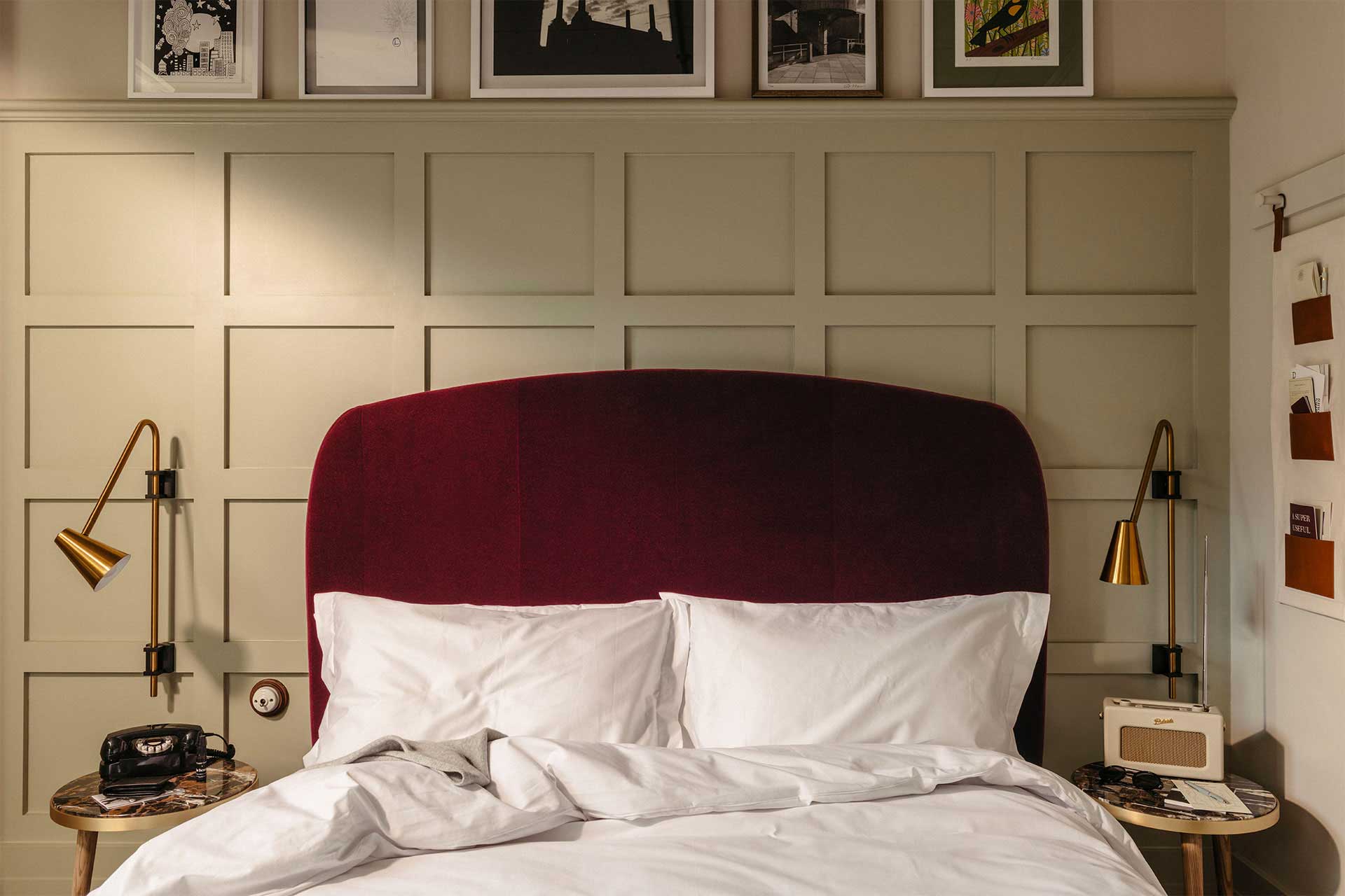 Headboard and pillows