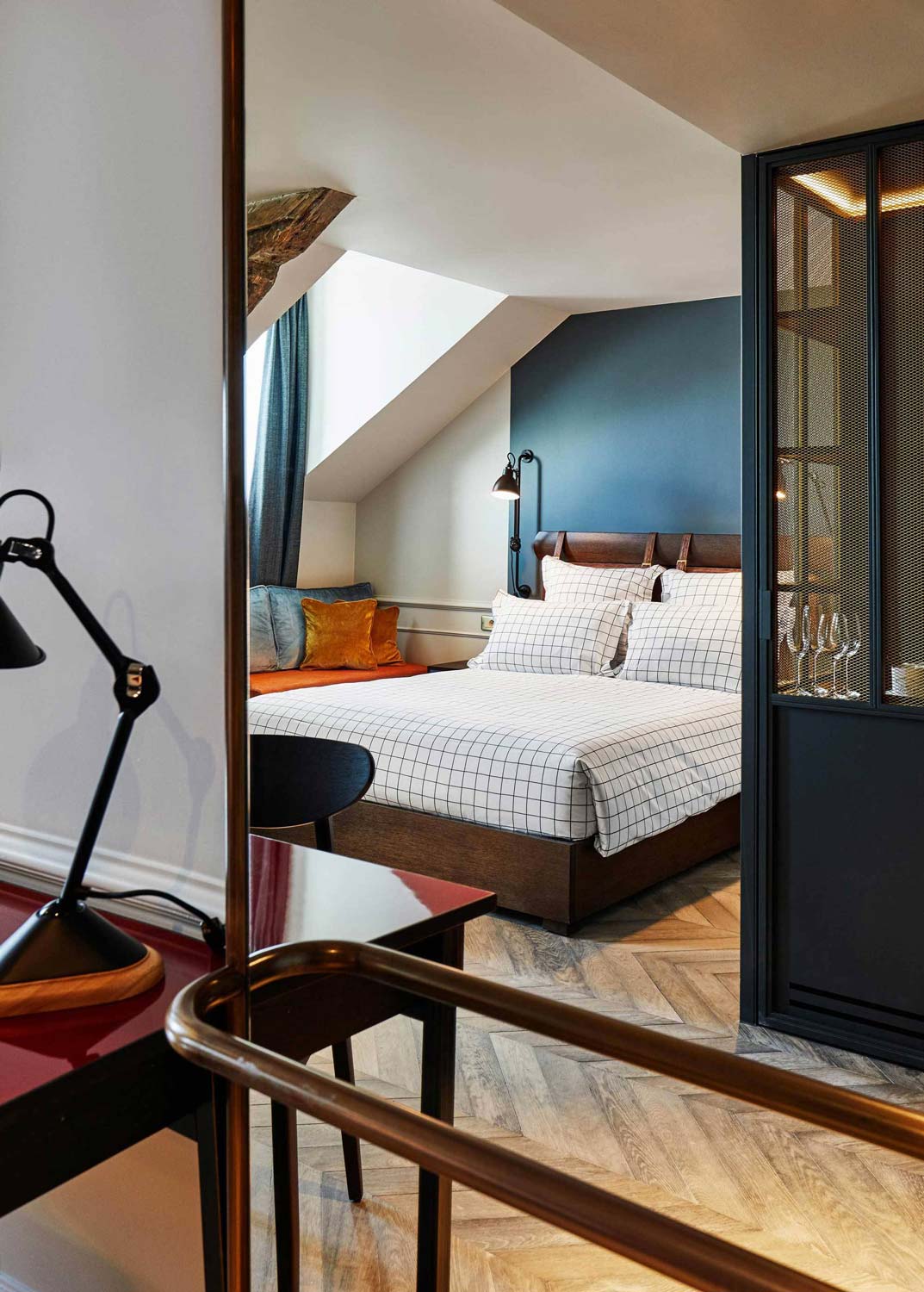 Bed through mirror