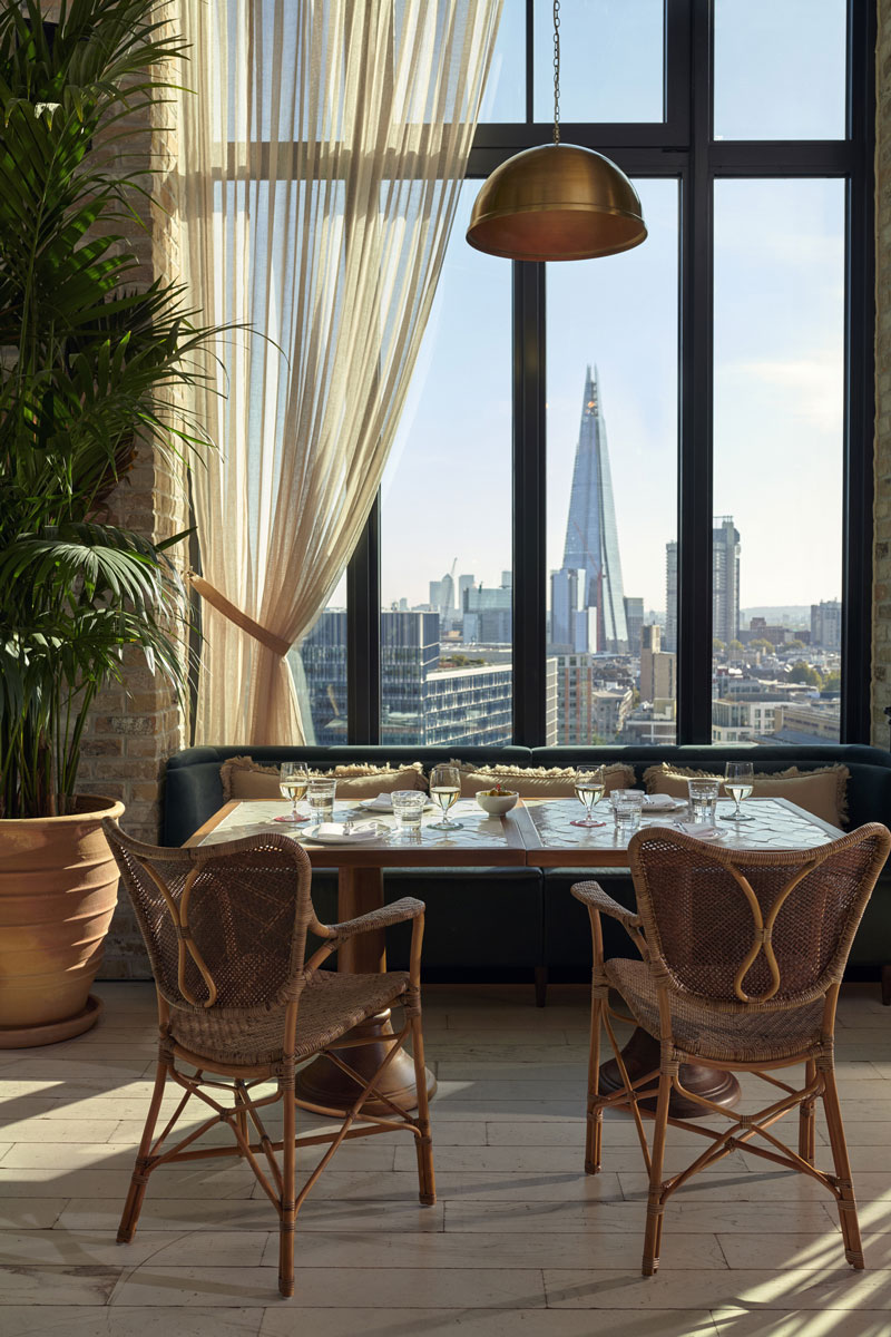 View of the Shard in Seabird restaurant Southwark