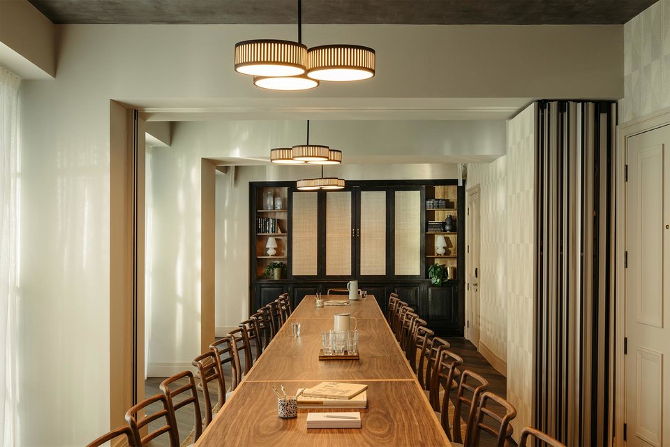 Living and Dining Room in Boardroom Layout