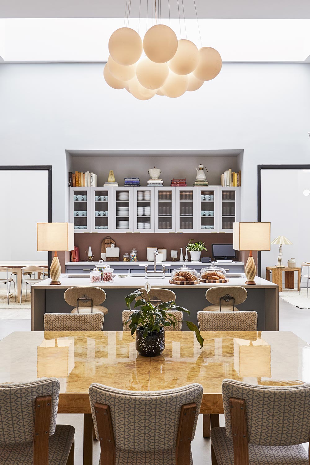 Communal Pantry area which has a help-yourself kitchen space and a dining table with chairs